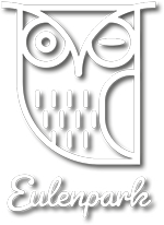 Logo Eulenpark zeigt eine gezeichnete zwinkernde Eule